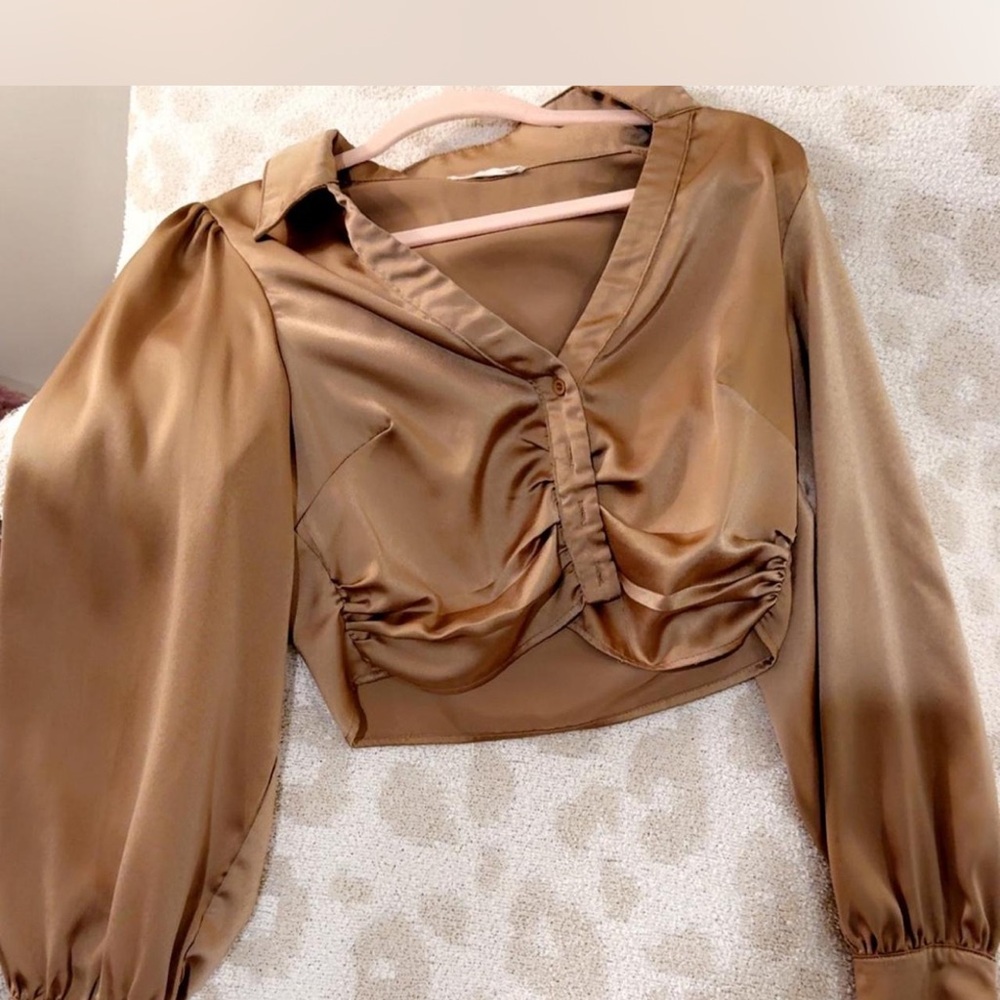 Altar'd State Satin Brown Crop Top